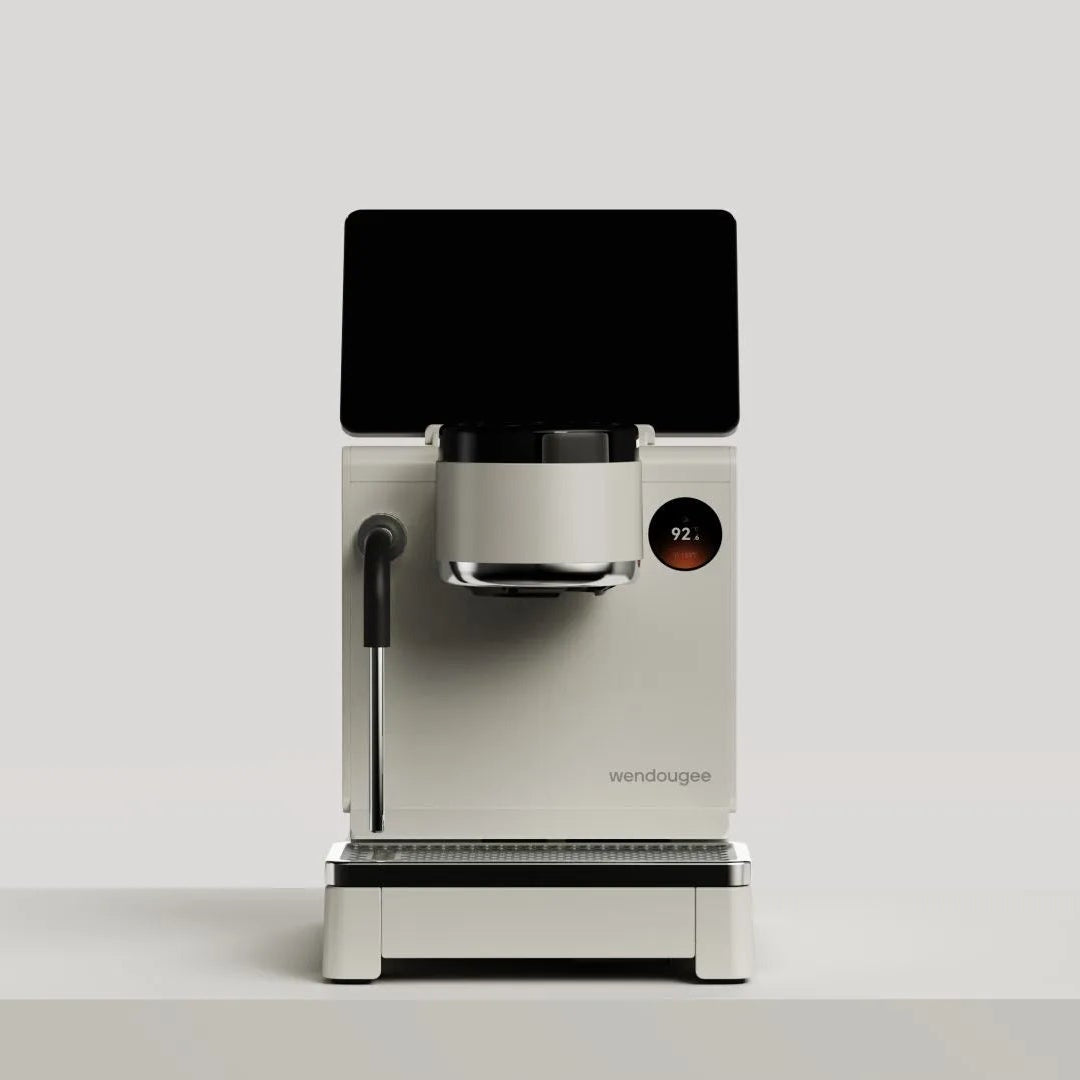 Wendougee LITA BA in white, front view, Intelligent Disc visible on group head