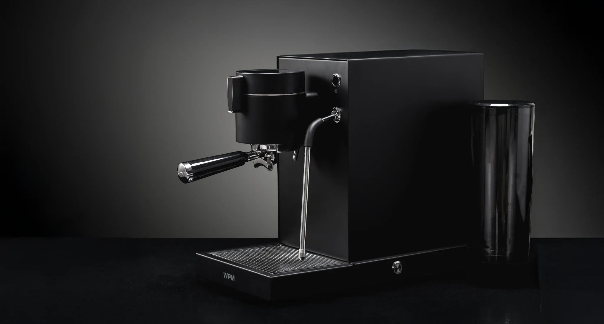 WPM-Espresso machine in black on black back graound